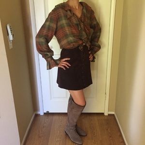 VINTAGE Plaid Ruffle Blouse sz 4 by Liz Claiborne